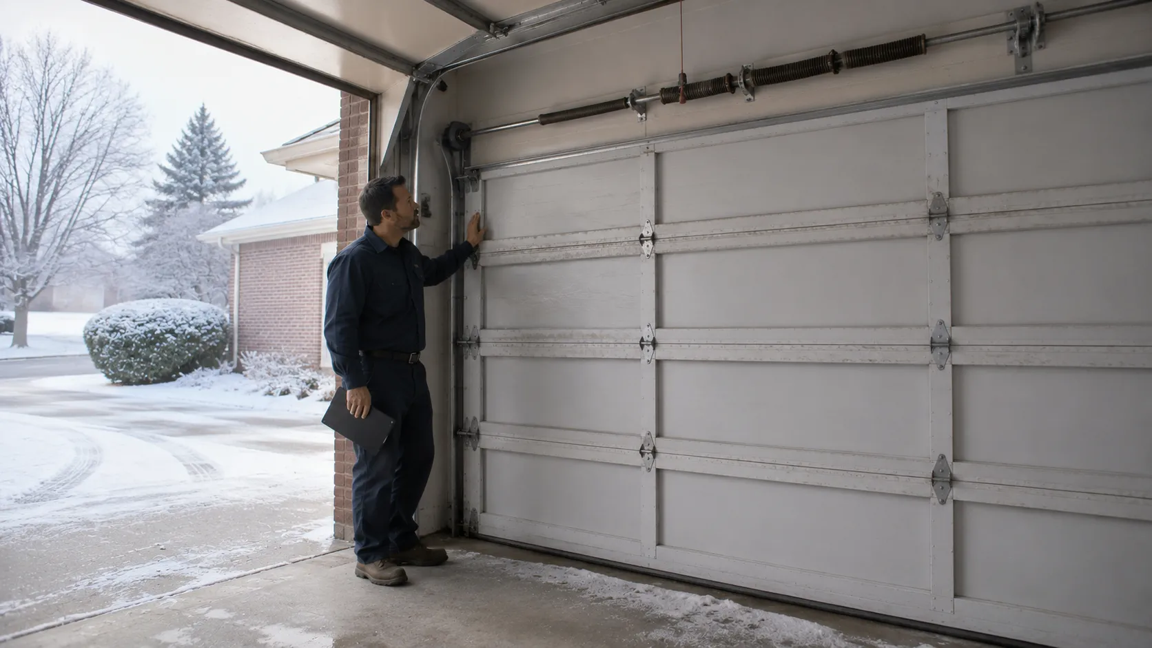 Garage door detail illustrating garage door maintenance through the year in delray beach